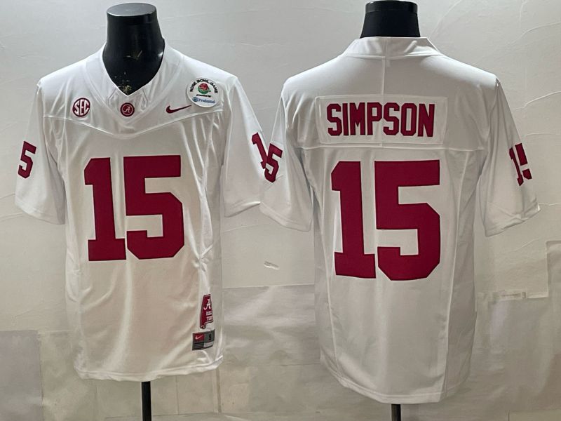 Men Alabama Crimson Tide #15 Simpson White Nike 2026 NCAA Jersey 01->ncaa teams->NCAA Jersey